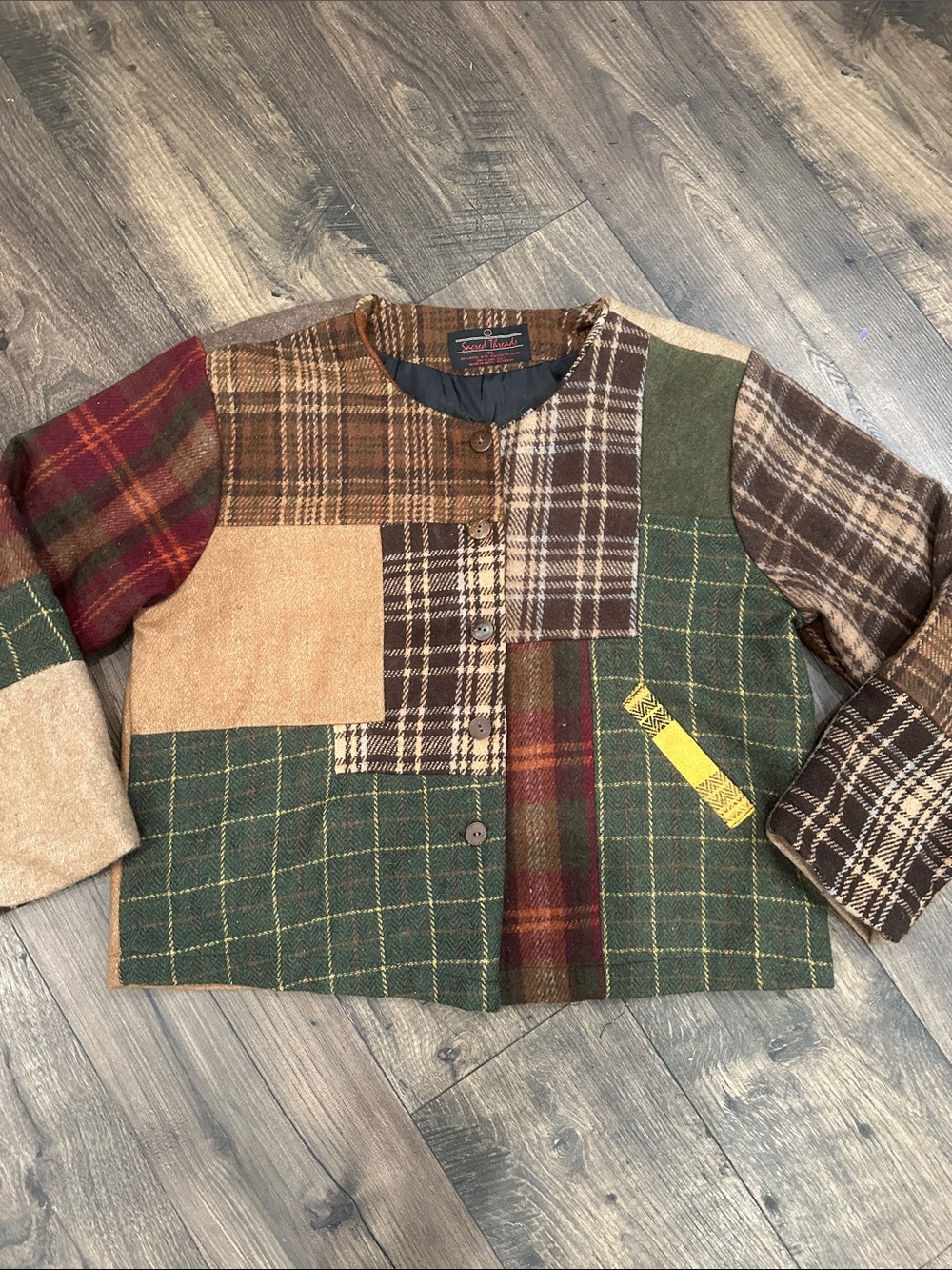 VINTAGE Sacred Threads Patchwork Jacket 100% Wool Size M/L